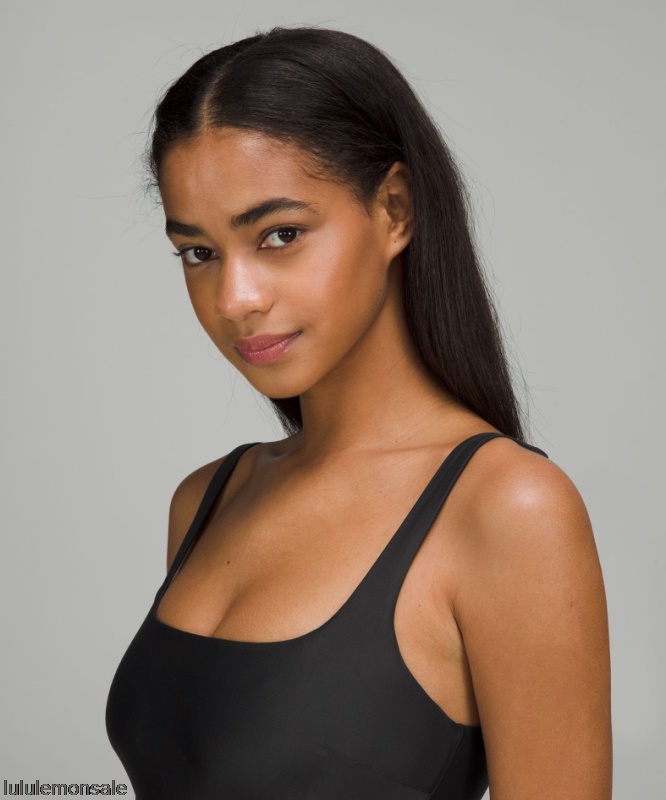 Lululemon Damen DELULU498 | Waterside Badetop Mit Eckigem Ausschnitt B/c Cup Schwarz